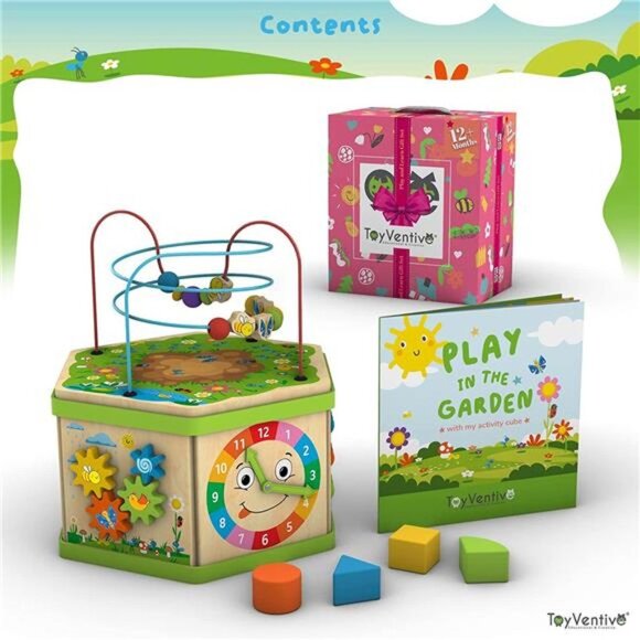 Wooden Kids Baby Activity Cube - Educational Learning Montessori Toddler Toys - Picture 2 of 6